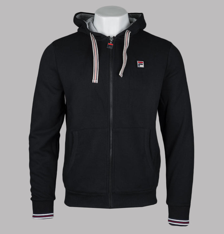 Fila Vintage Tenconi Full Zip Hooded Sweatshirt Black/Grey Marl