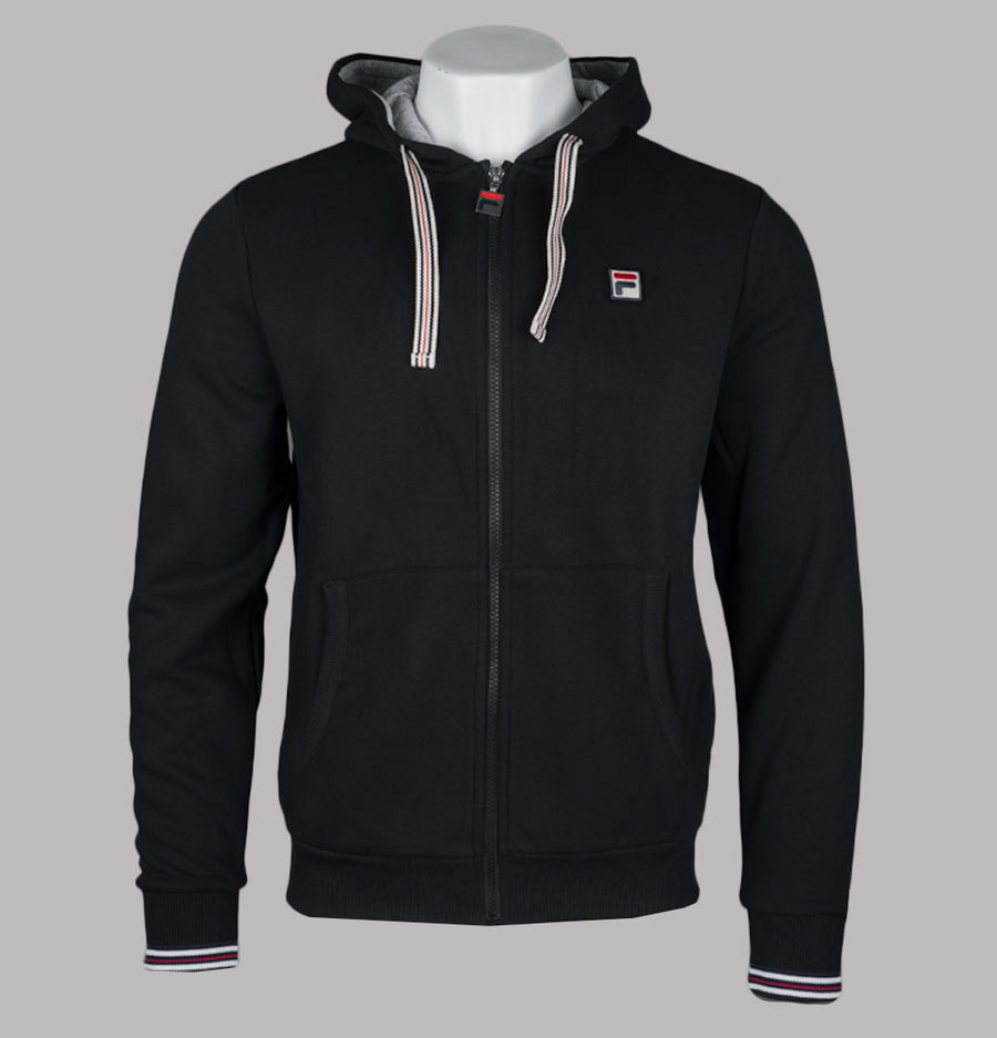 Fila Vintage Tenconi Full Zip Hooded Sweatshirt Black/Grey Marl