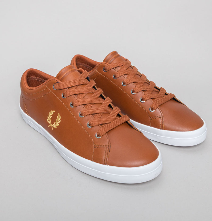 Fred Perry Baseline Leather Trainers Tan Brown