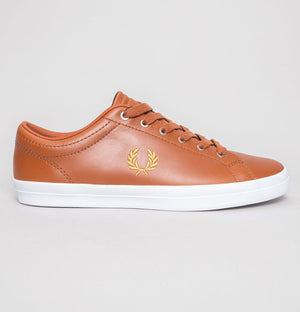 Fred Perry Baseline Leather Trainers Tan Brown