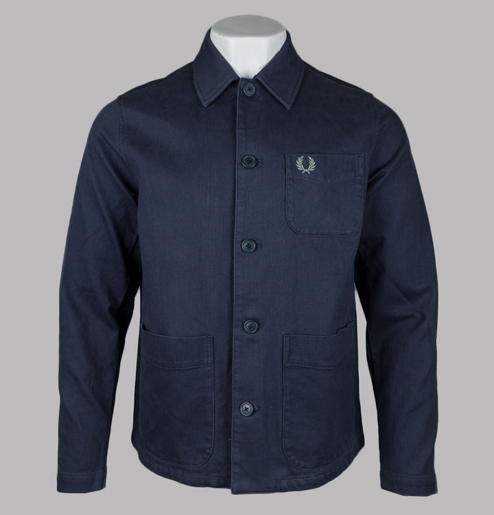 Fred Perry Bedford Cord Overshirt Dark Airforce