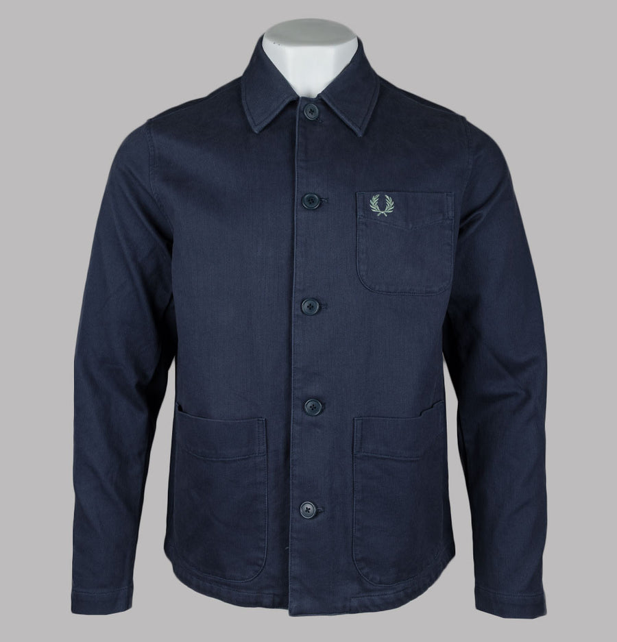 Fred Perry Bedford Cord Overshirt Dark Airforce