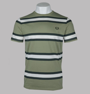 Fred Perry Bold Stripe T-Shirt Olive Mint