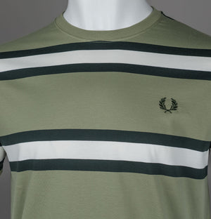 Fred Perry Bold Stripe T-Shirt Olive Mint