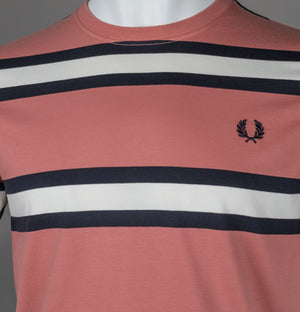 Fred Perry Bold Stripe T-Shirt Putty Pink