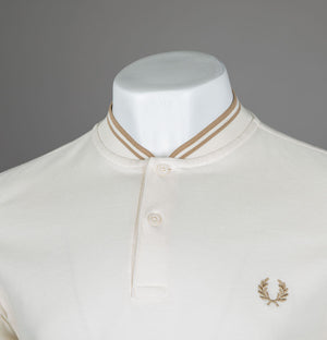 Fred Perry Bomber Collar Polo Shirt Ecru/Warm Stone