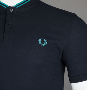 Fred Perry Bomber Collar Polo Shirt Navy/Deep Mint