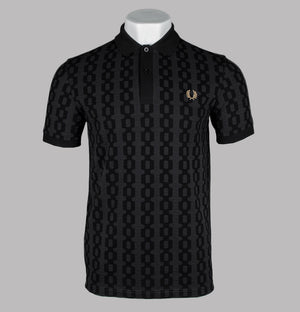 Fred Perry Cable Print Polo Shirt Anchor Grey/Black