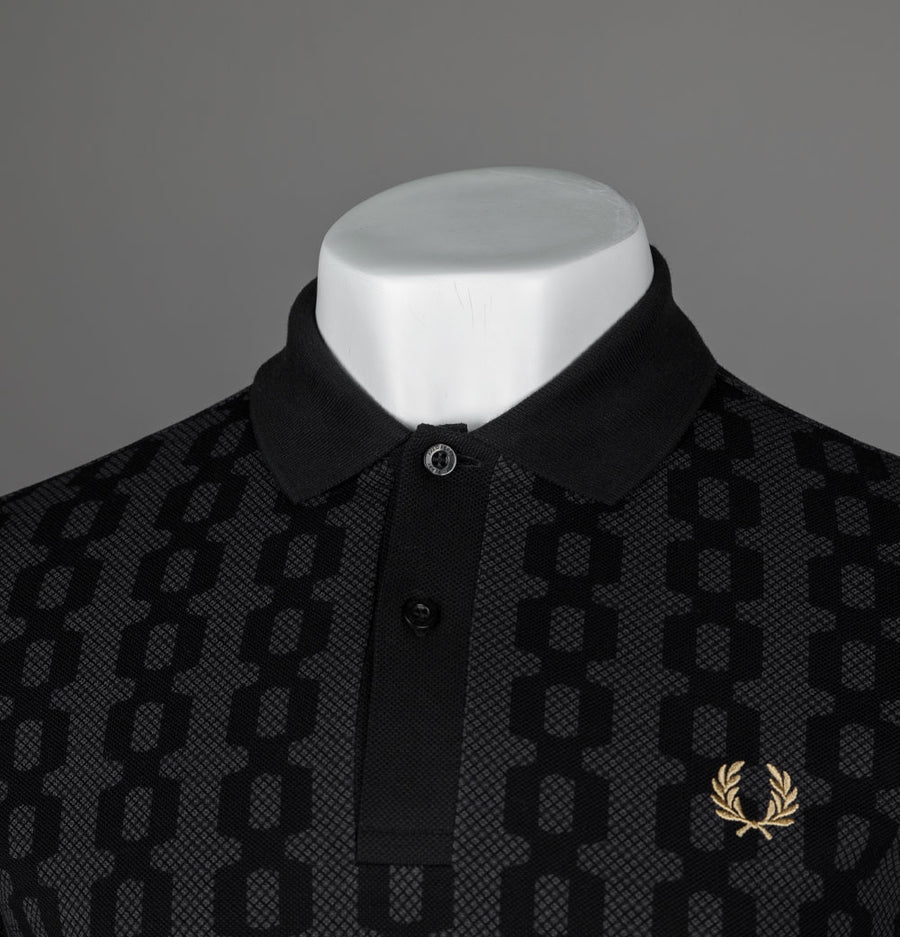 Fred Perry Cable Print Polo Shirt Anchor Grey/Black