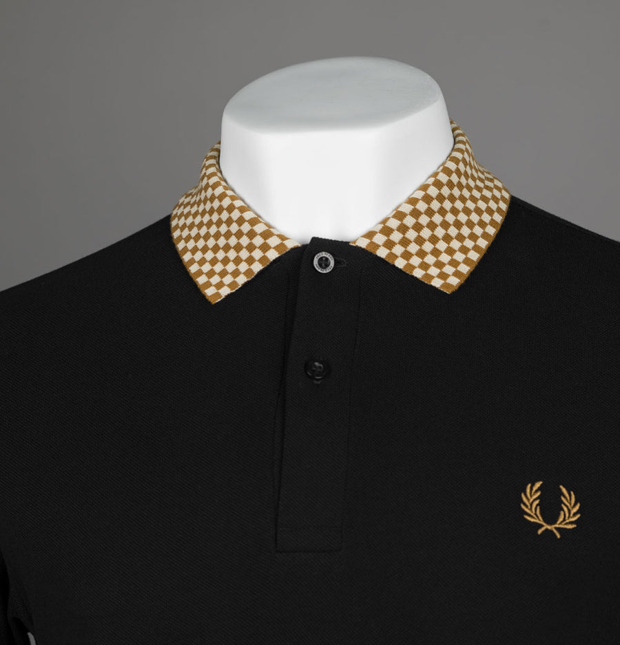 Fred Perry Check Collar Detail Polo Shirt Black