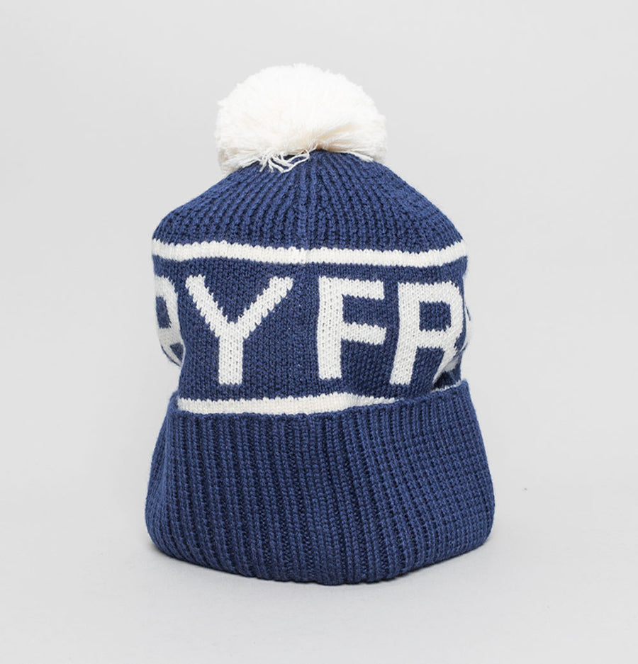 Fred Perry Chunky Knit Branded Bobble Beanie French Navy/Ecru