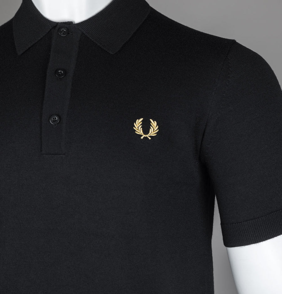 Fred Perry Classic Knitted Polo Shirt Black