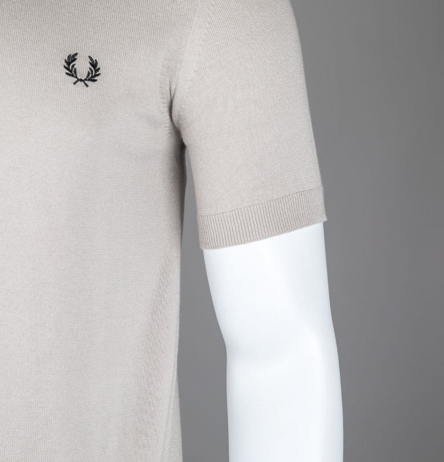Fred Perry Classic Knitted Polo Shirt Dark Oatmeal