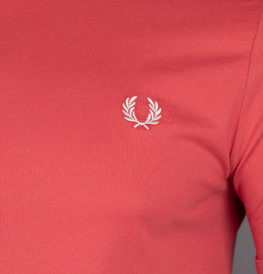 Fred Perry Contrast Tape Ringer T-Shirt Washed Red/Oxblood