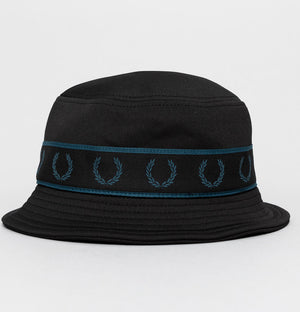 Fred Perry Contrast Tape Tricot Bucket Hat Black/Petrol Blue