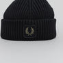 Fred Perry Cotton Ribbed Beanie Black
