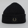 Fred Perry Cotton Ribbed Beanie Black