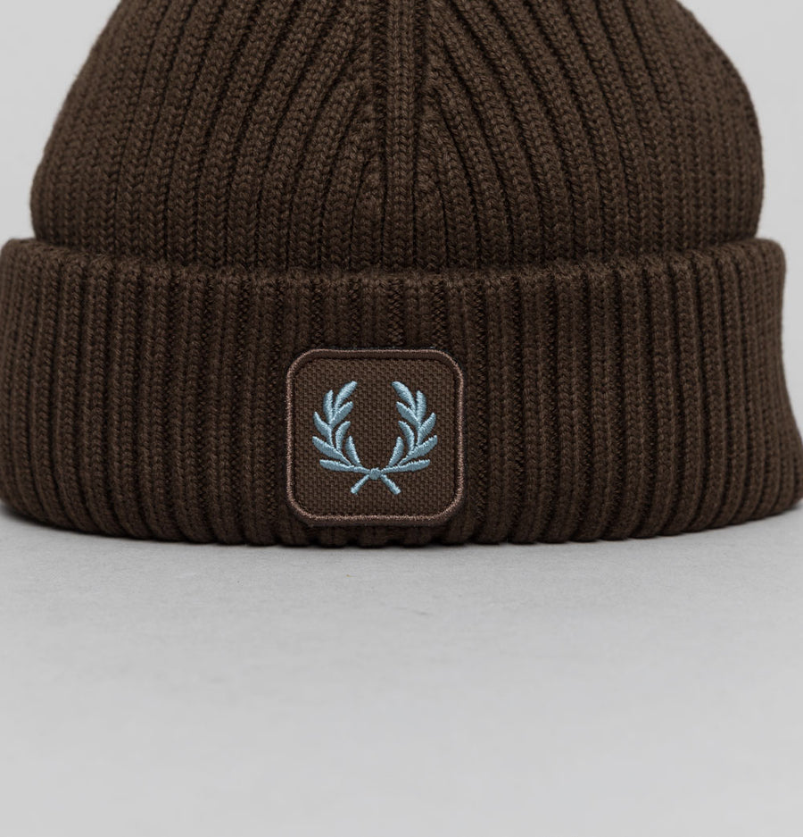 Fred Perry Cotton Ribbed Beanie Burnt Tobacco
