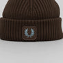 Fred Perry Cotton Ribbed Beanie Burnt Tobacco