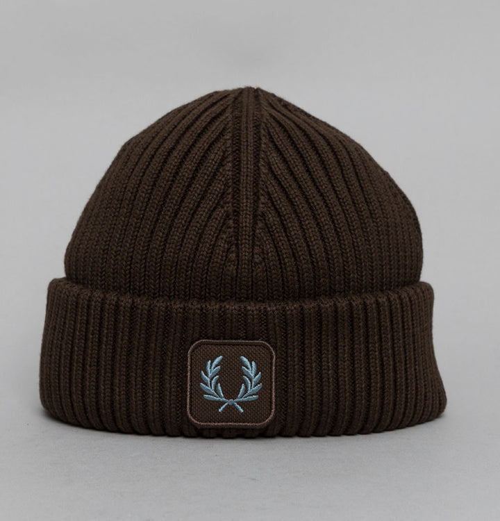 Fred Perry Cotton Ribbed Beanie Burnt Tobacco