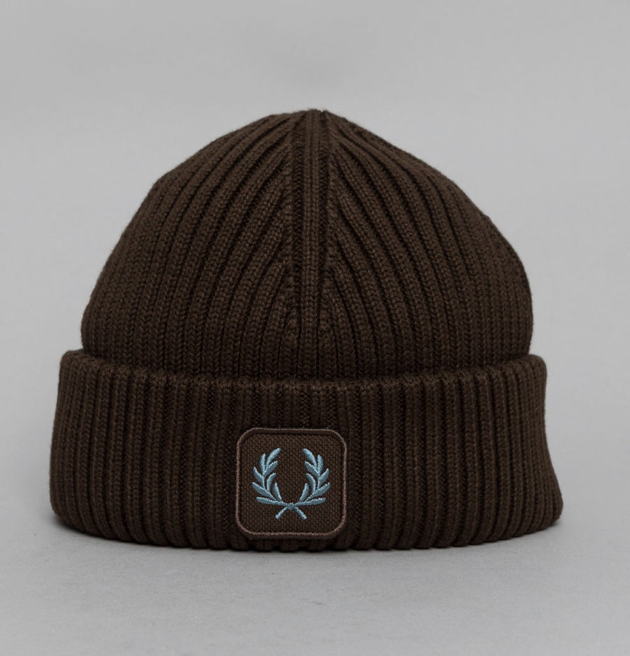 Fred Perry Cotton Ribbed Beanie Burnt Tobacco