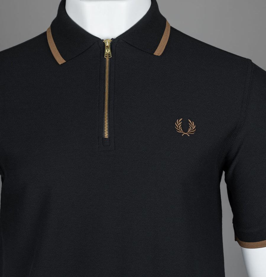 Fred Perry Crepe Pique Polo Shirt Black