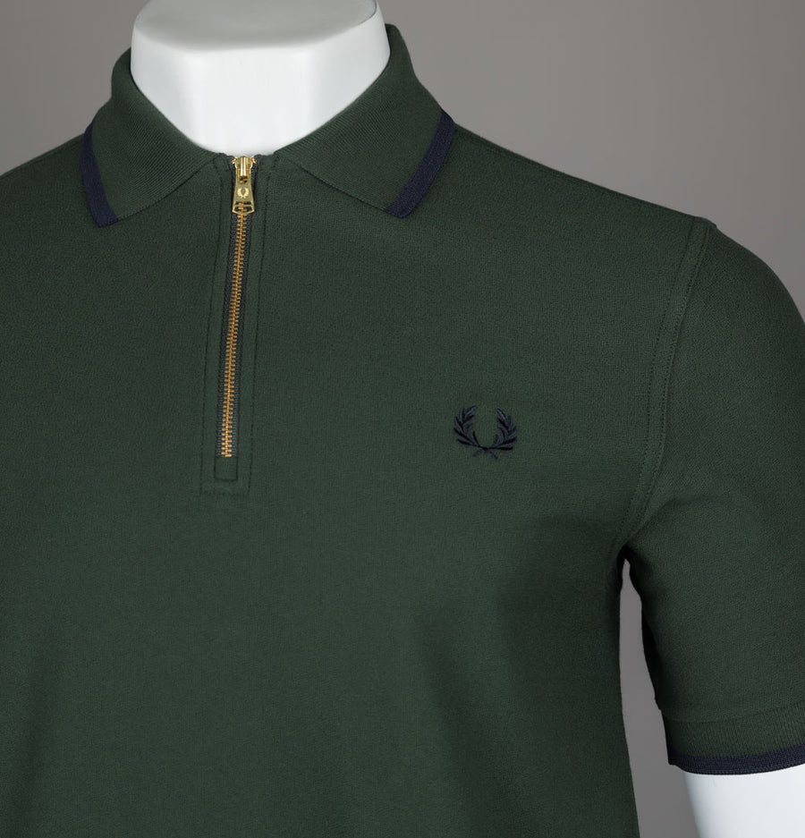 Fred Perry Crepe Pique Polo Shirt Court Green