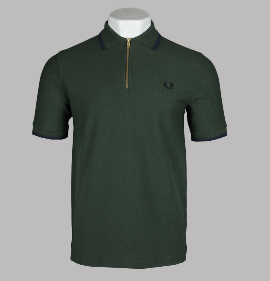 Fred Perry Crepe Pique Polo Shirt Court Green