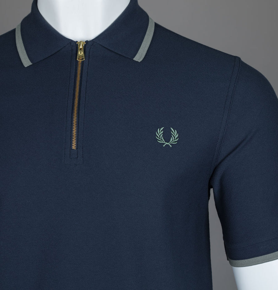Fred Perry Crepe Pique Polo Shirt Dark Airforce