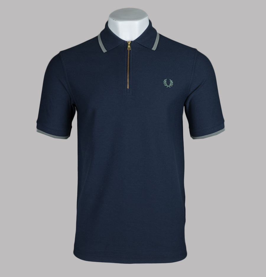 Fred Perry Crepe Pique Polo Shirt Dark Airforce