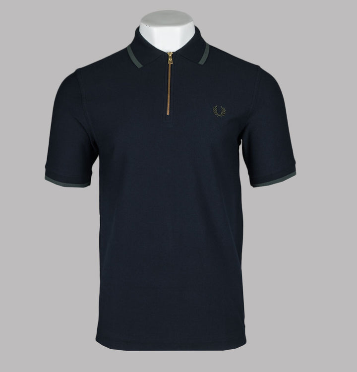 Fred Perry Crepe Pique Polo Shirt Navy