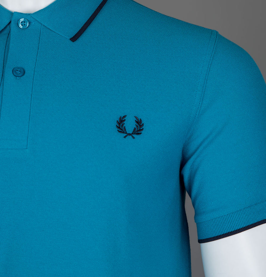 Fred Perry Crepe Pique Polo Shirt Ocean