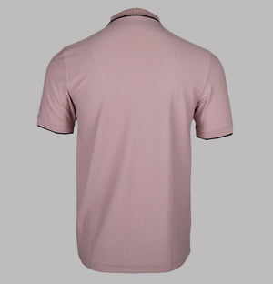 Fred Perry Crepe Pique Zip Neck Polo Shirt Dusty Rose Pink