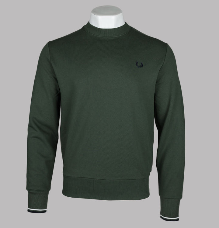 Fred Perry Crew Neck Sweatshirt Court Green/Snow White/Navy