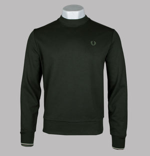 Fred Perry Crew Neck Sweatshirt Hunting Green/Light Oyster/Laurel Wreath Green