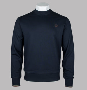 Fred Perry Crew Neck Sweatshirt Navy/Laurel Wreath Green/Brick