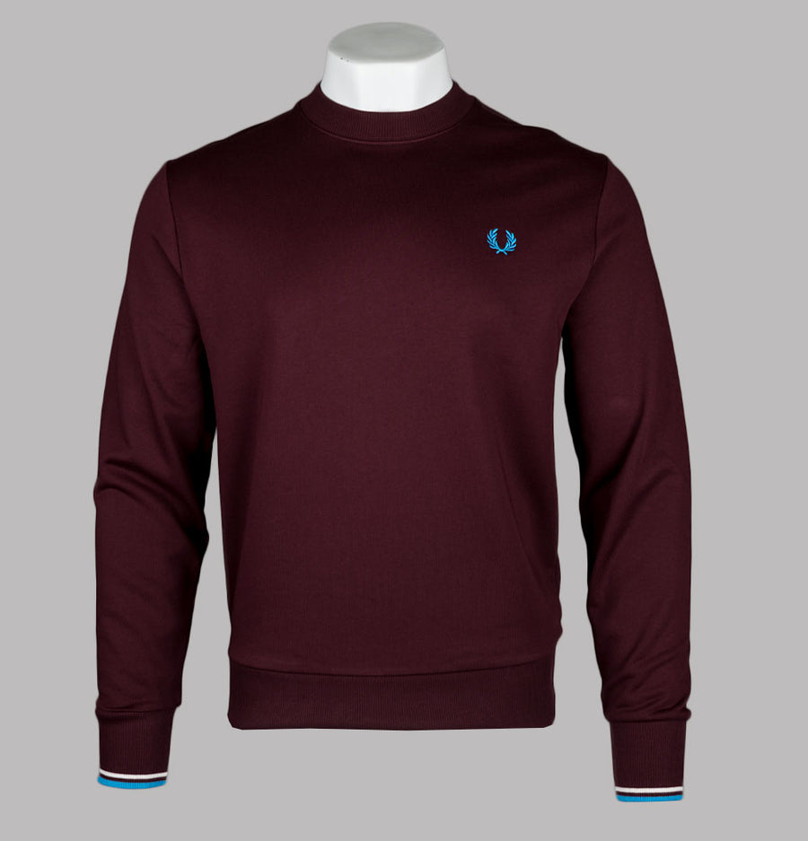 Fred Perry Crew Neck Sweatshirt Oxblood/Ecru/Court Blue