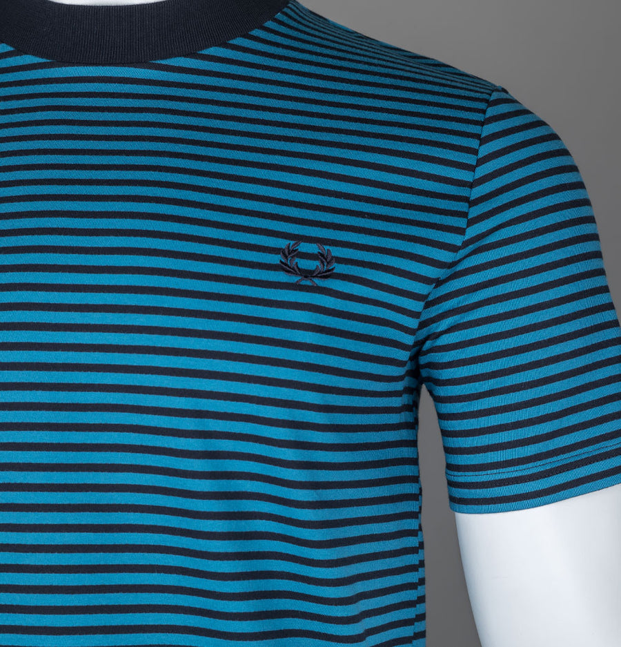 Fred Perry Fine Stripe Heavy Weight T-Shirt Ocean/Navy