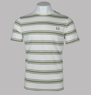Fred Perry Fine Stripe T-Shirt Light Ecru/Olive Mint