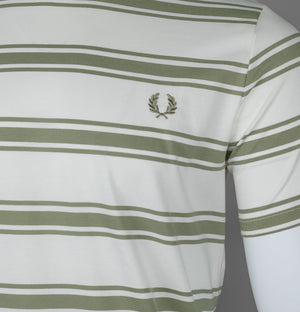 Fred Perry Fine Stripe T-Shirt Light Ecru/Olive Mint