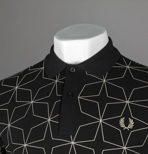 Fred Perry Geometric Polo Shirt Black