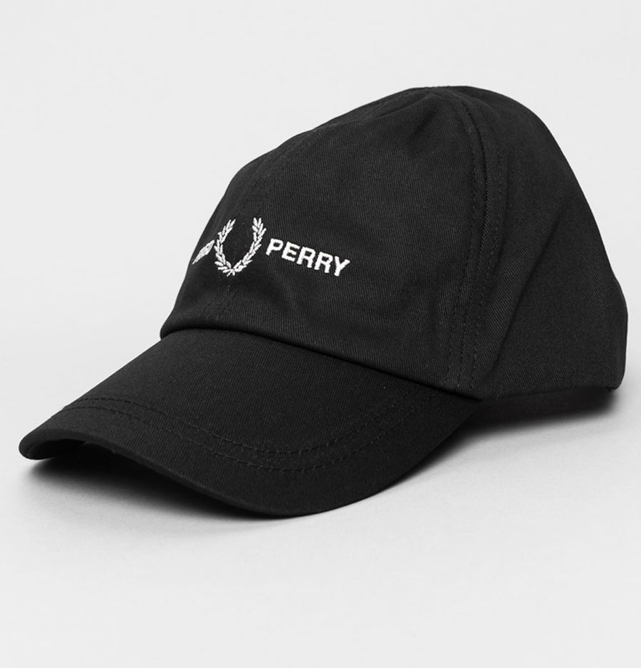 Fred Perry Graphic Branded Twill Cap Black