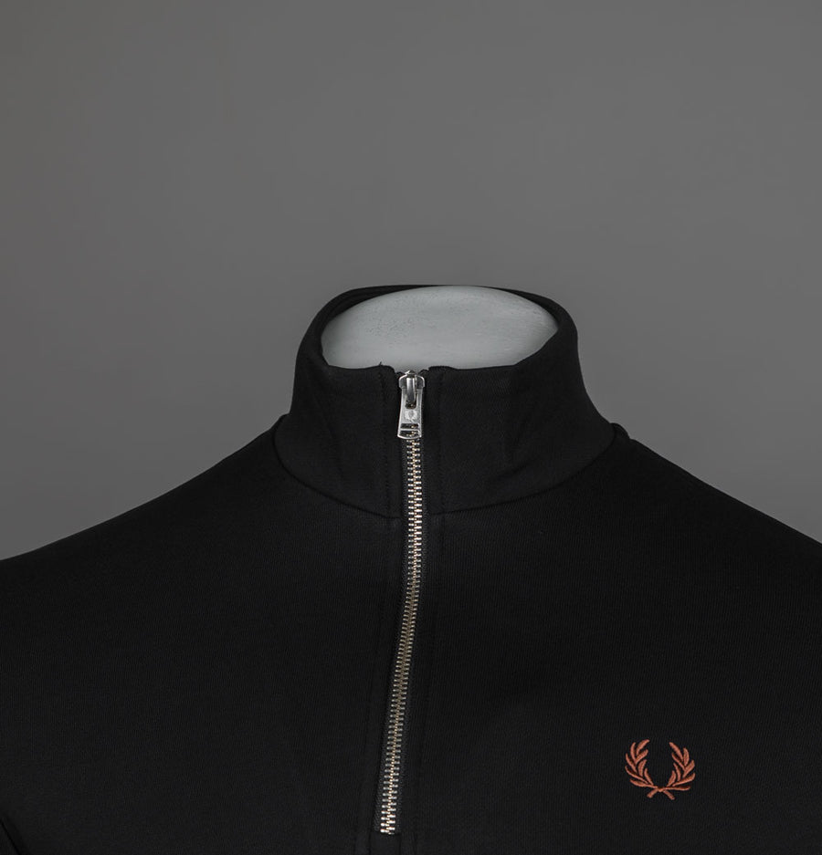 Fred Perry Half Zip Sweatshirt Black/Whisky Brown