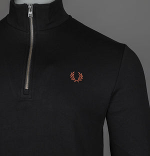 Fred Perry Half Zip Sweatshirt Black/Whisky Brown