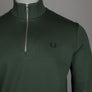 Fred Perry Half Zip Sweatshirt Court Green/Snow White/Navy