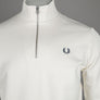 Fred Perry Half Zip Sweatshirt Ecru/Tennis Ball Yellow/Anchor Grey