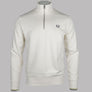 Fred Perry Half Zip Sweatshirt Ecru/Tennis Ball Yellow/Anchor Grey