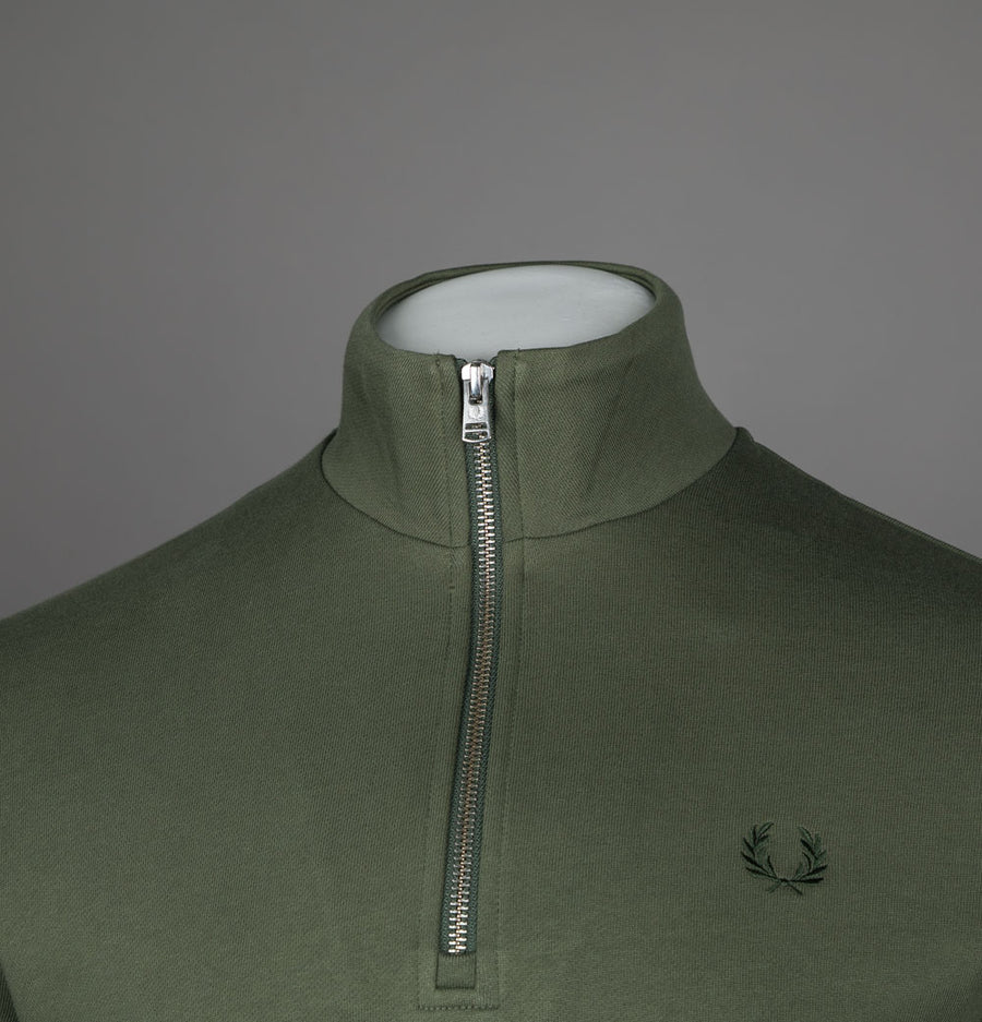 Fred Perry Half Zip Sweatshirt Laurel Wreath Green/Night Green