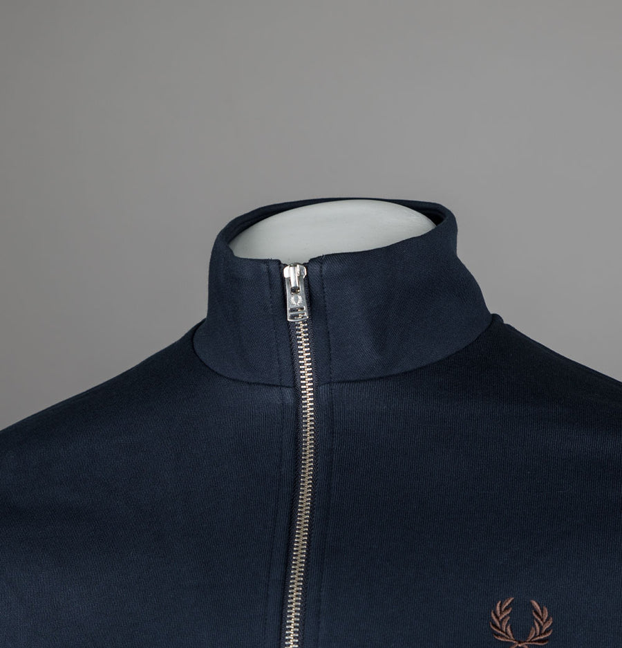 Fred Perry Half Zip Sweatshirt Navy/Laurel Wreath Green/Brick