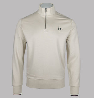 Fred Perry Half Zip Sweatshirt Oatmeal/Black